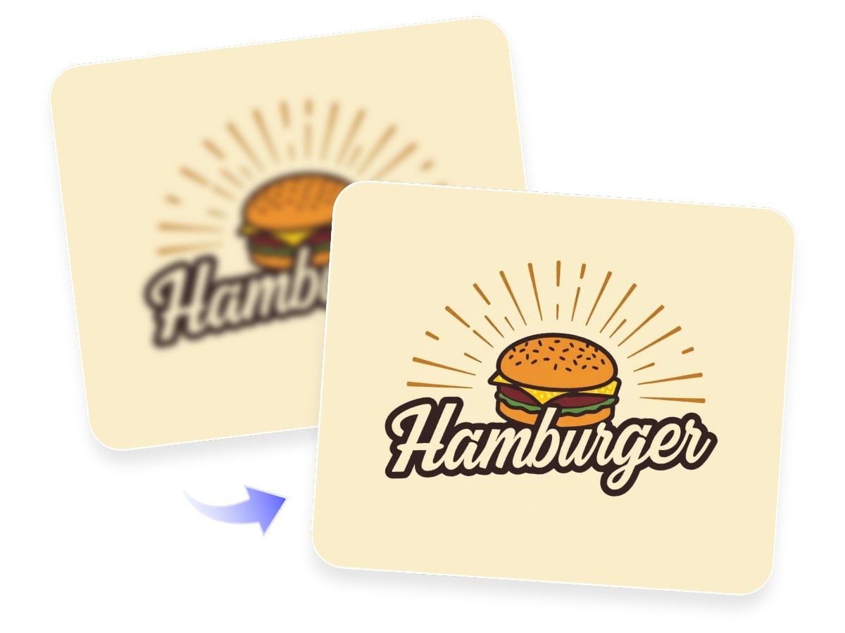 Unblur an image for art design featuring a hamburger logo