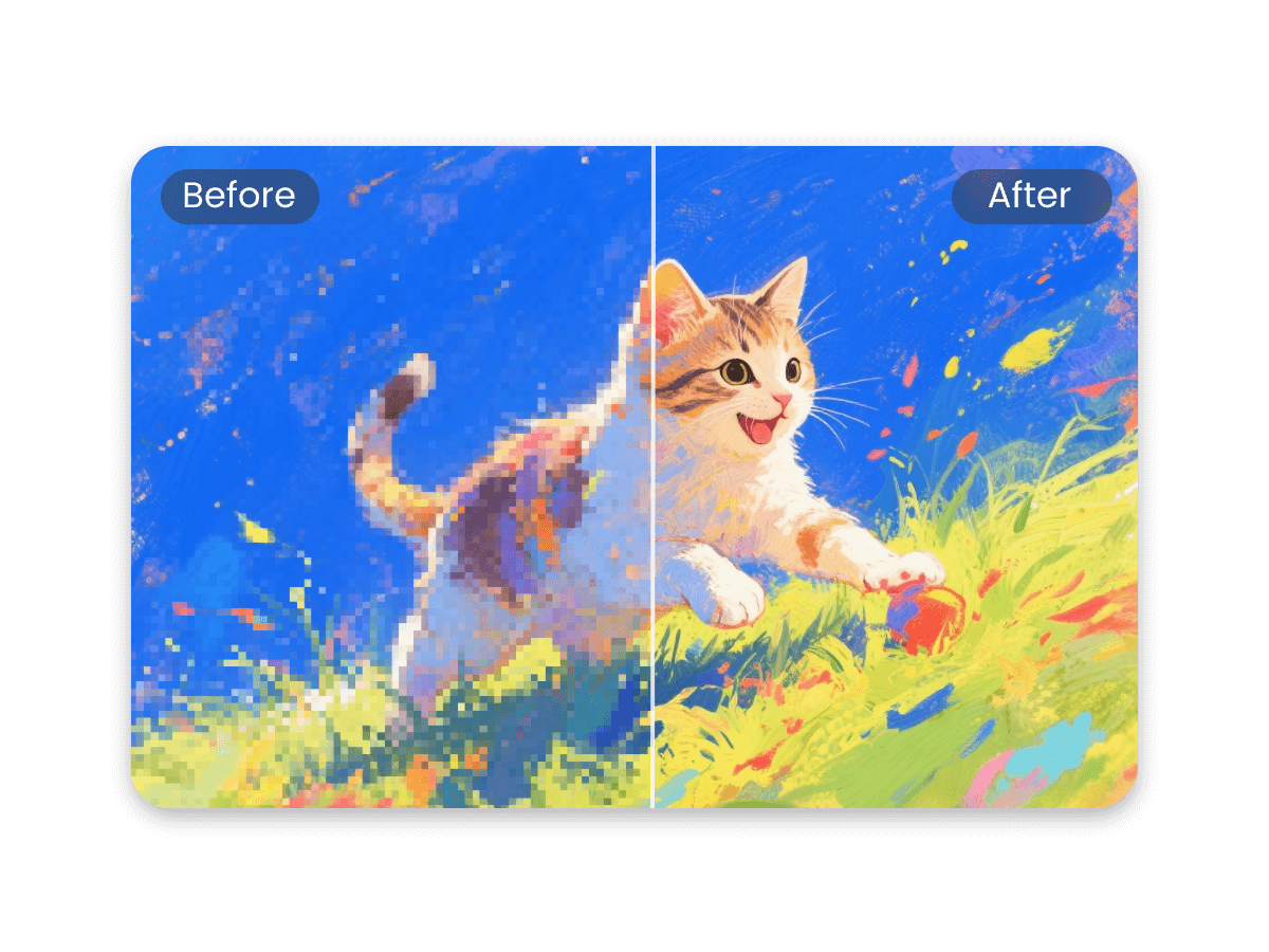 Unpixelate the artwork image of a running cat