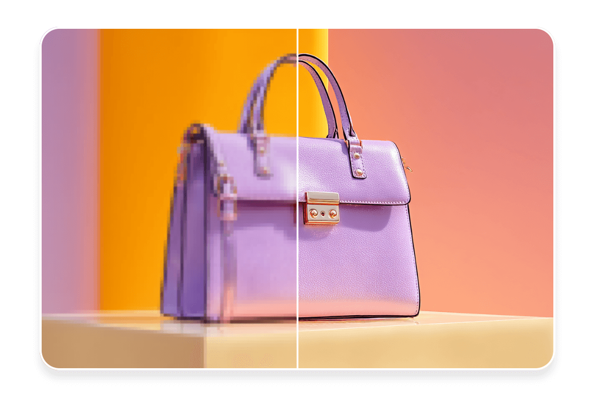 Upscale the purple purse image resolution