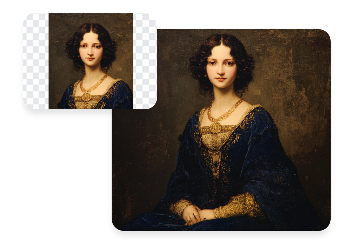 Use ai to complete the background for an oil painting in pxbee
