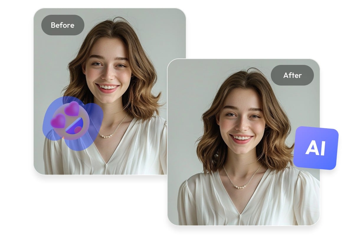 Use ai to remove a emoji from a photo of a girl with long hair in pxbee