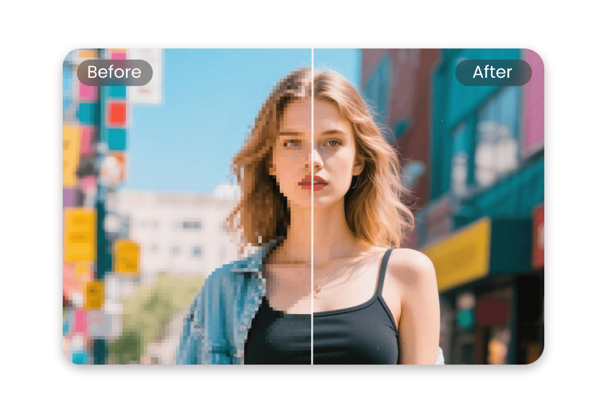 Use pxbee to unpixelate an image of a stylish women in black vest