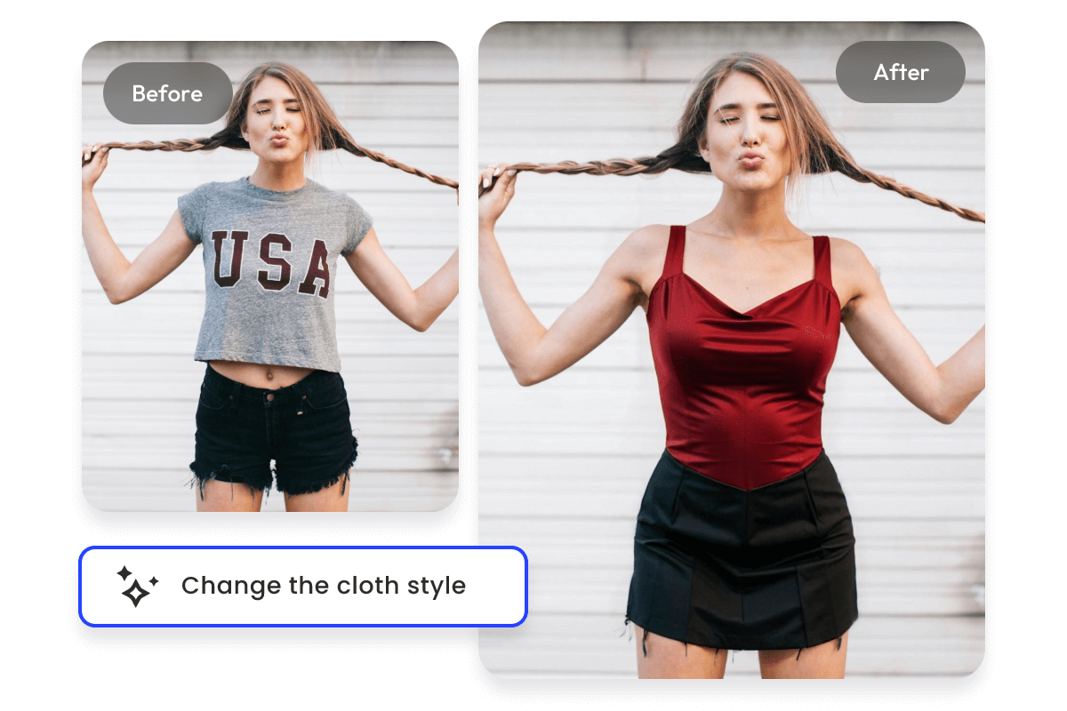 Virtually customize to change outfits from text