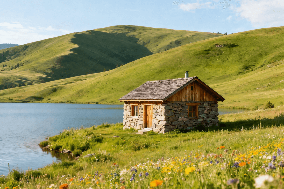 Add a cottage to the image