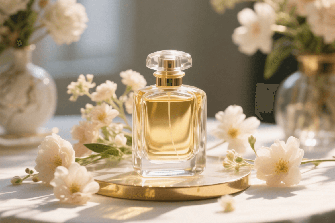 Sample pic of a perfume product with changed ai bg